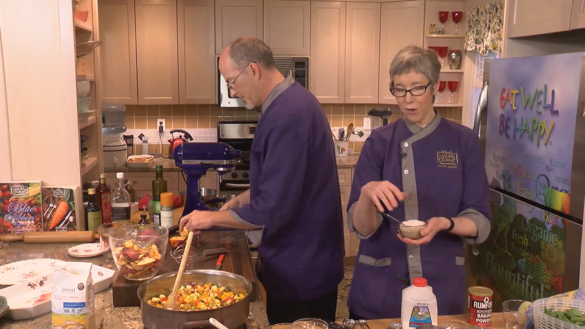 Eat Well Be Happy 328-Easy Peach Cobbler, Eggplant Vegetable Caviar, Dandelion Avocado Salad with Crispy Tempeh